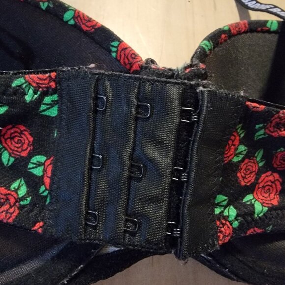 Always A Flirt Push Up Underwire Bra Black Red Roses 36B BADDIE - Picture 5 of 6